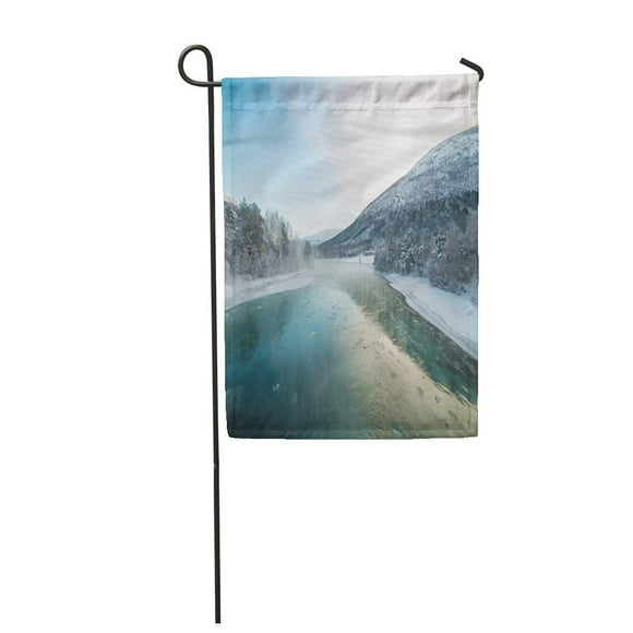 POGLIP Blue Alaska Norway Landscape Watercolor Alaskan Beautiful Garden Flag Decorative Flag House Banner 12x18 inch