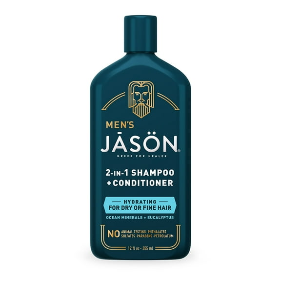 JASON Men's 2-in-1 Hydrating Ocean Minerals & Eucalyptus Shampoo & Conditioner, 12 fl. oz.