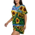 thumbnail image 2 of Bingfone Landscape With Sunflowers Print Pajamas Sets for Women Soft Short-Sleeved Pjs with Lounge Shorts Two Piece Sleepwear, 2 of 8