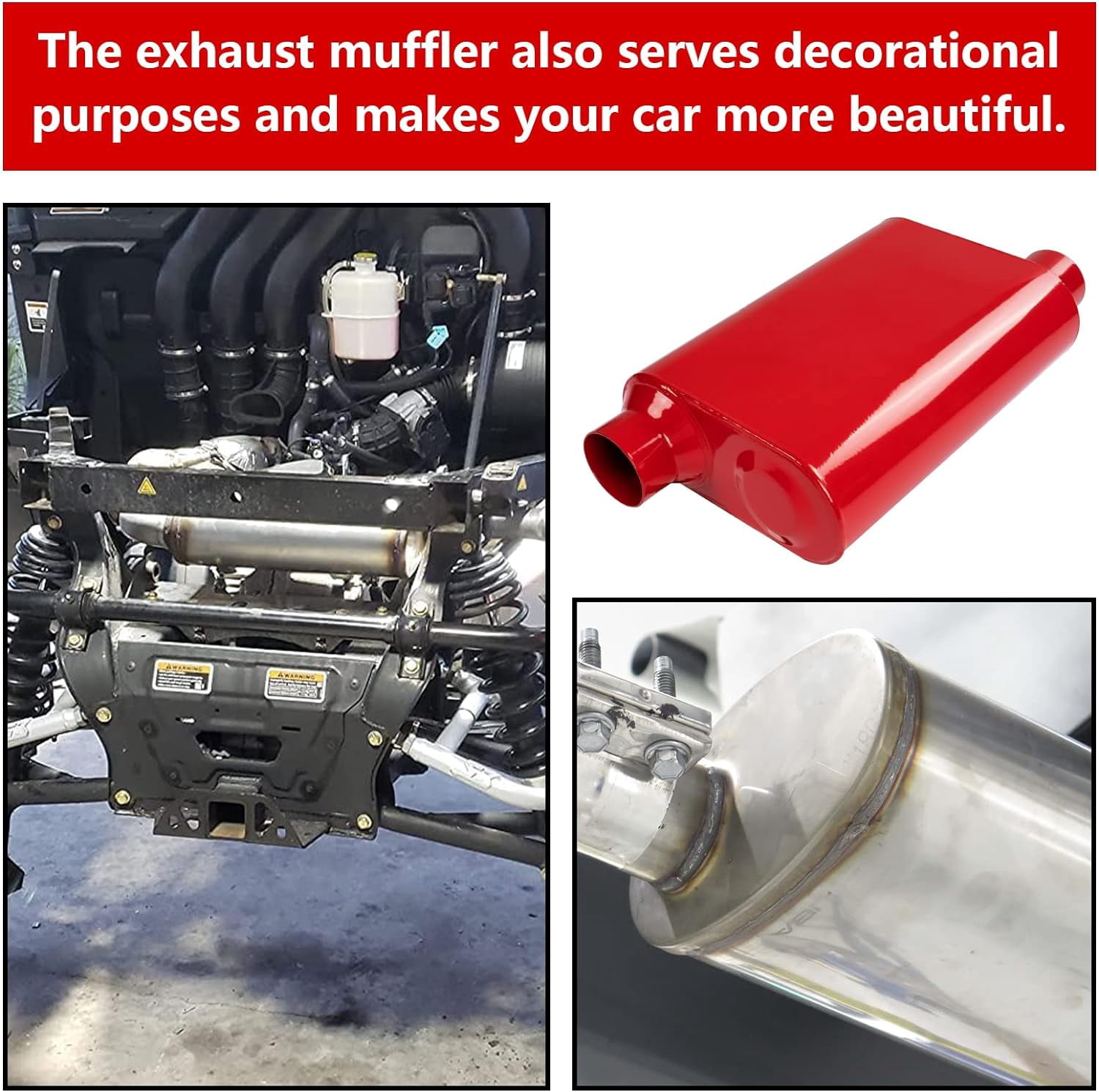 Elshine Universal Exhaust Muffler with Aggressive Sound, Anti-corrosive Muffler, Chamber Performance Mufflers for Cars, Trucks overall 18"