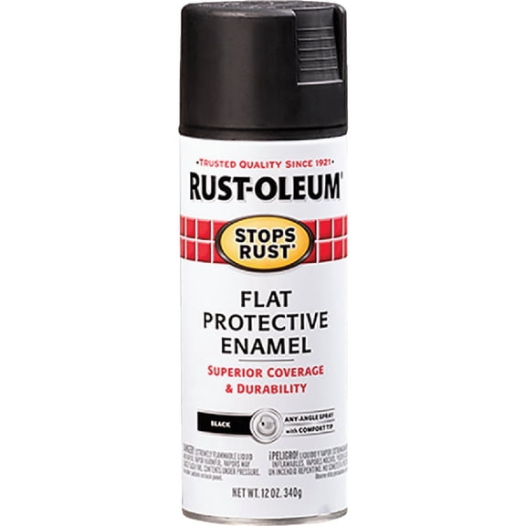 6 Pc, Rust-Oleum Stops Rust Flat Black Spray Paint 12 Oz