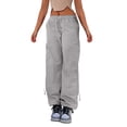 thumbnail image 4 of JJHGVB Cargo Pants Women High Waisted Pants Spring And Summer Solid Printed Casual Wide Leg Cotton And Linen Explosion Loose Pants Female Wide Leg Pants Woman Baggy Pants Gray L, 4 of 9