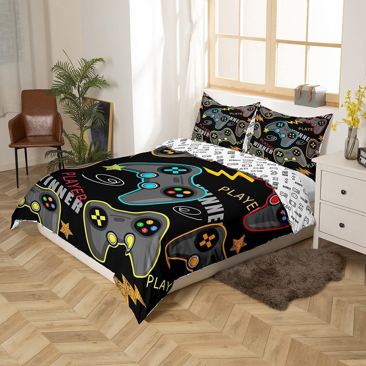 Ensemble de Literie de Jeu pour Enfants Housse de Couette de Jeu Video Ensemble de Literie pour Garcons Housse de Couette avec Manette de Jeu pour Decoration de Chambre d Ado Couvre Lit Leger