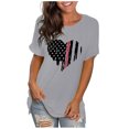 thumbnail image 1 of Outfmvch T-Shirts pour Femmes Manches Courtes Tendance Été Imprimé Col Rond Manches Courtes Blouse Imprimée Hauts Vêtements T-Shirt Hauts d'Été Gris TTG, 1 of 4