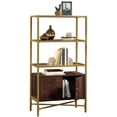 thumbnail image 5 of Pemberly Row 3 Glass Shelf Bookcase in Rich Walnut and Gold, 5 of 13