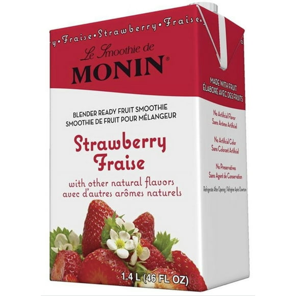 Monin Strawberry Smoothie Mix, 1.4 Liter Pack of 6
