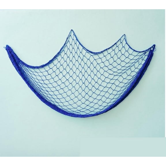 SINKOO Blue Fish Net Decorations for Party,Size 3.3x6.6ft, Natural Cotton Hawaiian Party Fishing Net Decorative, Nautical Themed Cotton Fishnet Under The Sea Pirate Ocean Beach Decor