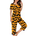 thumbnail image 6 of Tnhcen Fall Halloween Women's Pajama Set 2 Piece Short Sleeve Round Neck Button Down Top with Pockets and Capri Pants Holiday Printed Nightgown Loungewear Soft Stretch Plus Size S-3XL, 6 of 6