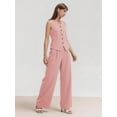 thumbnail image 3 of Firvespy Women's 2 Piece Blazer Outfits Summer Sleeveless V Neck Vest and Wide Leg Pants Set High Waist Tailored Business Casual Suit, 3 of 5