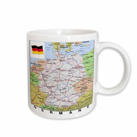 

3dRose Image of Map of Germany With Cities And Flag - Ceramic Mug 15oz (mug_299558_2)