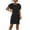 Black, variant on ShomPort Summer Work Dress for Women Fashion Ruffle Sleeve Round Neck Solid Color Mini Dresses