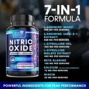 Extra Strength Nitric Oxide Booster - 3X Strength L-Arginine, Citrulline, Beta Alanine - Premium Nitric Booster Natural Energy, Muscle & Heart Support, Bottled in USA for Men & Women - 120 Capsules