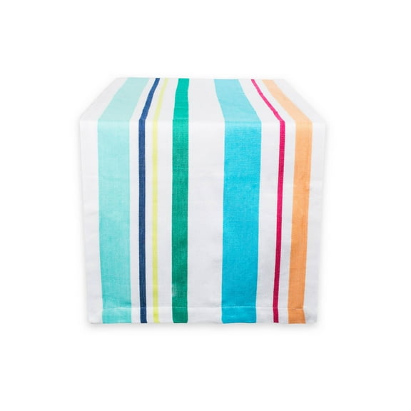 DII Beachy Keen Cotton Table Runner, Bright Stripe, 14x72"