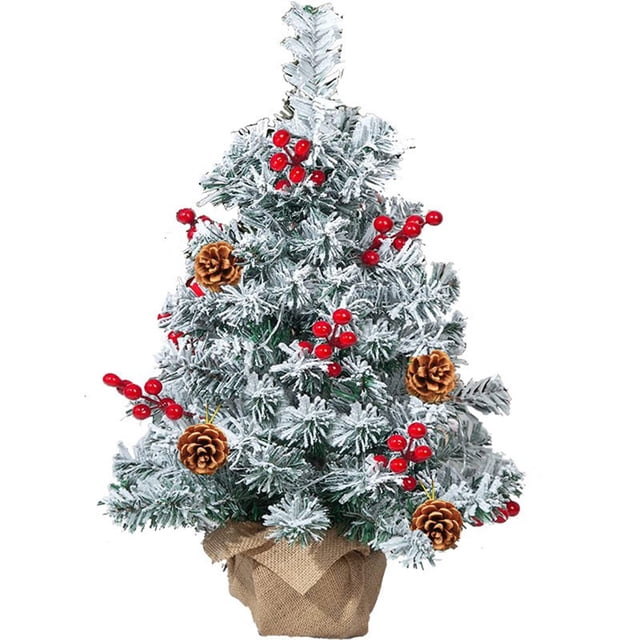 LED Christmas Tree Lights with Snow Flocking Decoration, 20.47 in, White and Yellow Glow, Flashing or Steady Mode, Battery Powered