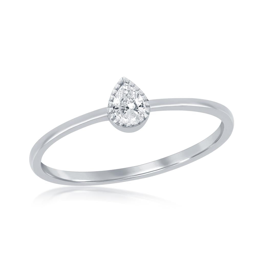 Sterling Silver Ladies Love Ring Simulated Diamonds