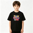 thumbnail image 2 of Happy Birthday Party Boys Graphic Tees Dripping Font Kids T-Shirt 100% Cotton Short Sleeve Tops Ages 4-13Y, 2 of 5