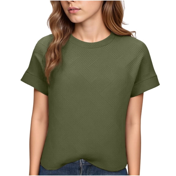 Womens Summer Short Sleeve Tops Crew Neck Lightweight Pullover Sweaters Loose Casual Basic T-Shirt