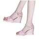 thumbnail image 4 of Zapatos de mujer de verano Boca de pescado Tacón de cuña medio Sandalias de mujer con hebilla de metal Wmkox8yii  nm9523, 4 of 4