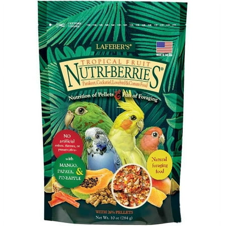 Lafeber Tropical Fruit Nutri-Berries Parakeet, Cockatiel & Conure Food [Bird, Food] 10 oz
