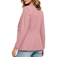 thumbnail image 6 of Women's Long Sleeve Notch Lapel Button Down Blazer Jacket With Pockets Solid Color Work Office Outfits | CSEONE,Pink S, 6 of 8
