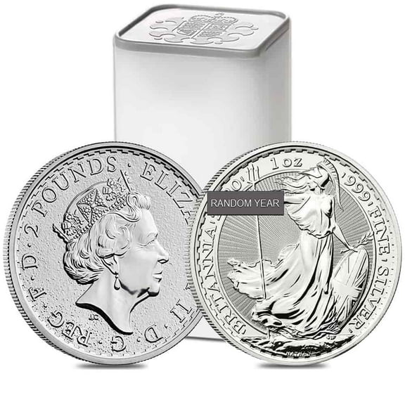 Roll of 25 - Great Britain Silver 1 oz Britannia Coin BU (Random Year)