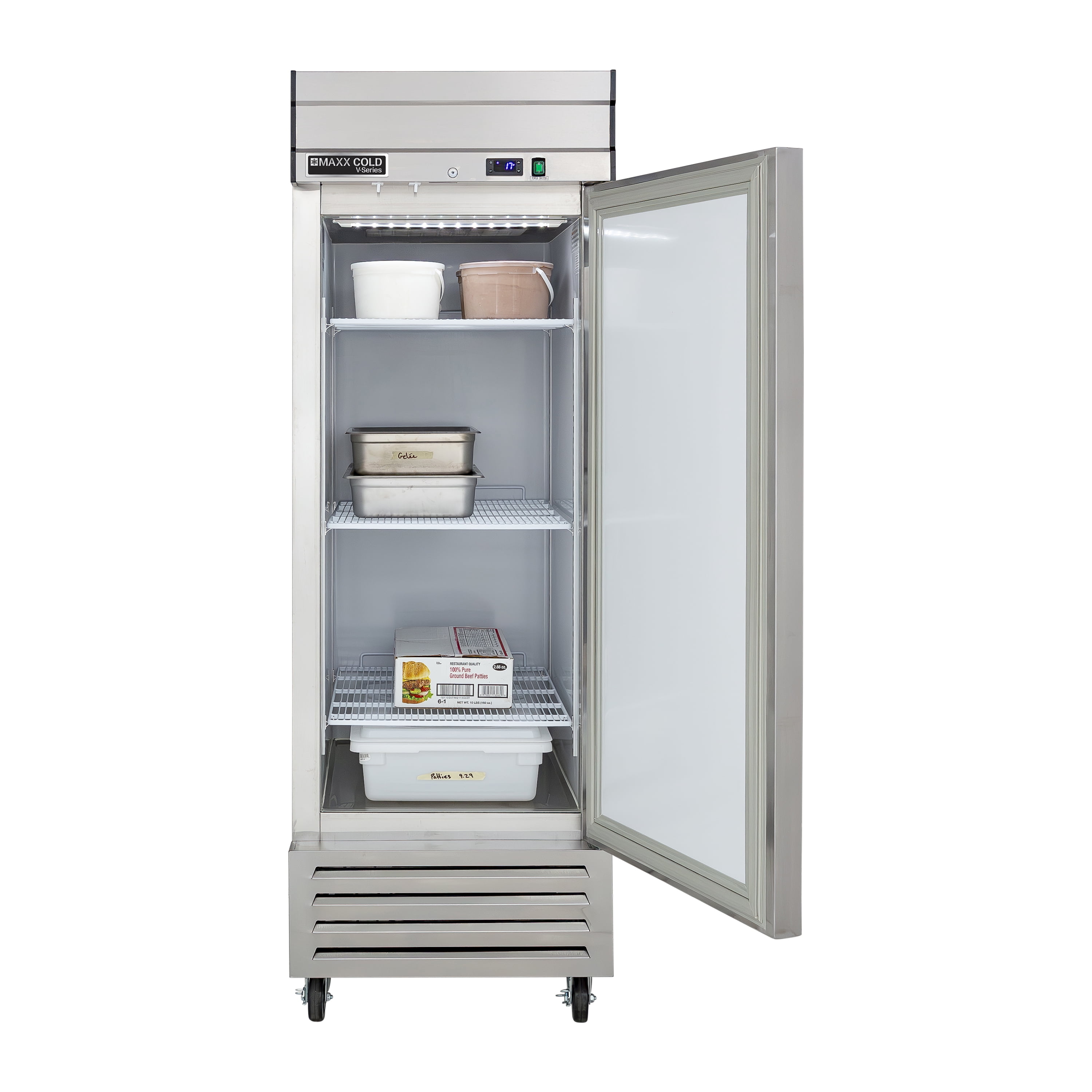 Maxx Cold V-Series 1 Door Reach-In Freezer, Bottom Mount, 27"W, 19 cu. ft. Storage Capacity, in Stainless Steel (MVF-23FDHC)