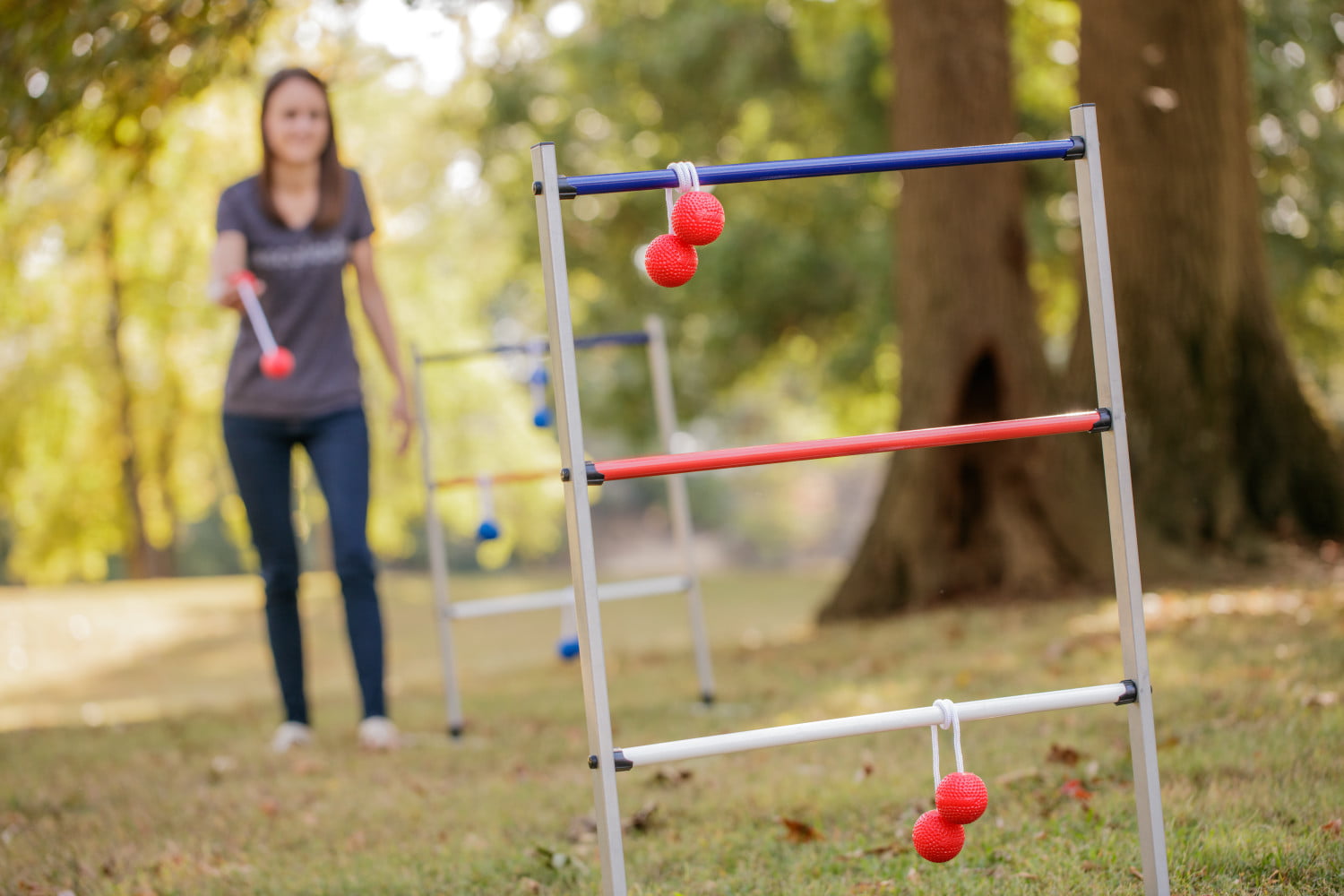 Triumph Competition Metal Ladderball Set Assembles in Seconds and Includes Six Soft Ball Bolas 