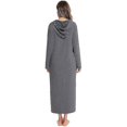 thumbnail image 4 of Womens Zip Up Robe Nightgown Long Hooded Sweatshirt Bathrobe Long Sleeve Housecoat Lounger With Pockets, 4 of 4