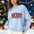 thumbnail image 2 of Fiaer Merry Christmas Sweaters for Women Thermal Trendy Oversized Warm Knitted Pullover Lined Crew Neck Long Sleeve Warm Xmas Tops Light Blue XXXXL, 2 of 5