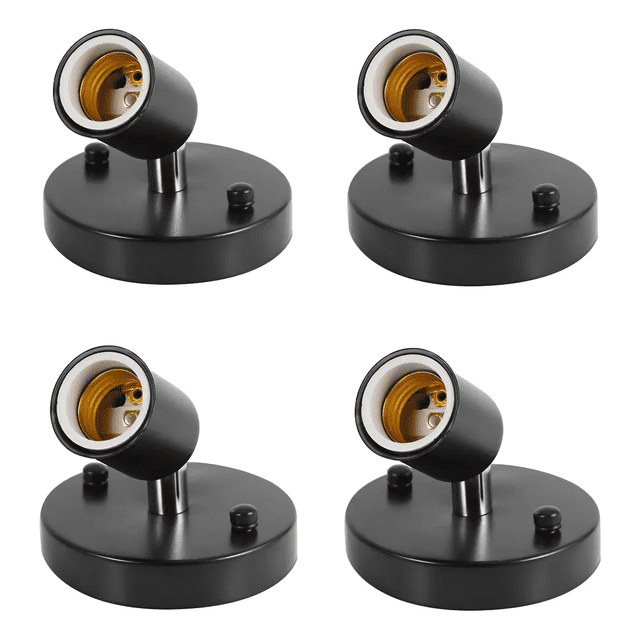 "4pcs Portalámparas E27 Giratorio 180° Metálico Belug Negro "