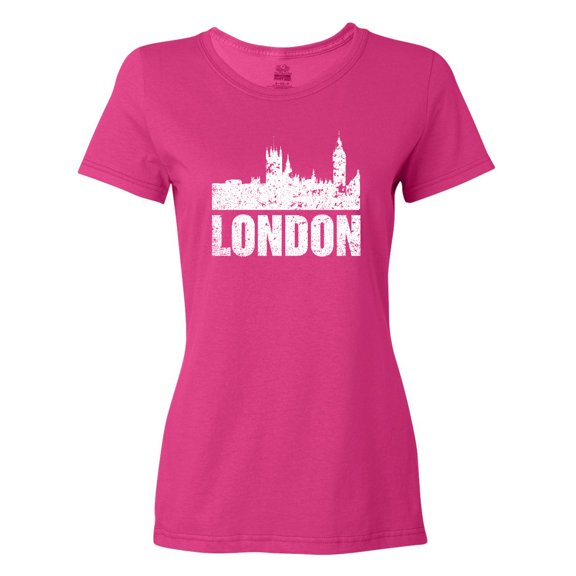 Inktastic London England City Skyline with Grunge Women's T-Shirt
