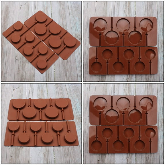 Raindrops  2 PCS Silicone Baking Mold Lollipop Molds Hard Candy Child Brown