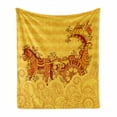 thumbnail image 1 of East Soft Flannel Fleece Throw Blanket, Traditional Ornamental Culture Bohemian Design, Cozy Plush for Indoor and Outdoor Use, 50" x 70", Marigold Orange and Ruby, by Ambesonne, 1 of 6