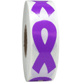 thumbnail image 1 of Purple Awareness Ribbon Stickers 2 Inch 500 Total Adhesive Labels, 1 of 1