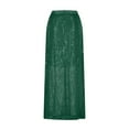 thumbnail image 6 of Sequin Glitter Skirt for Women High Elastic Waisted A-Line Skirts Elegant Slim Ankle-Length Solid Color Skirt, 6 of 7