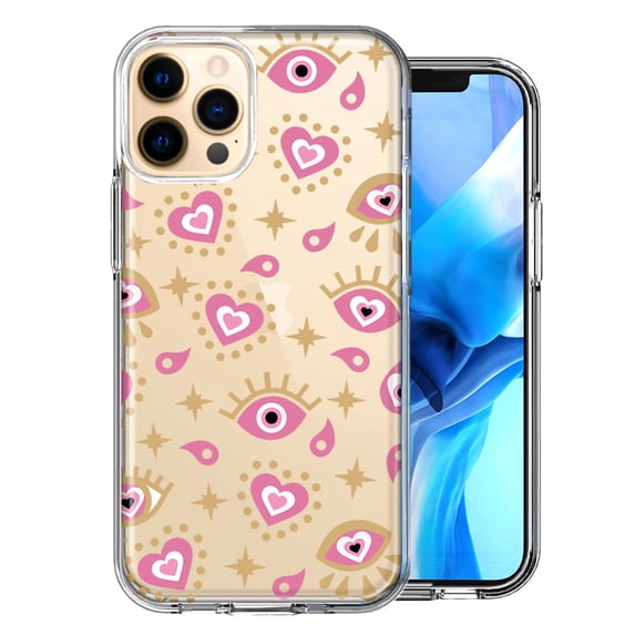MUNDAZE Apple iPhone 11 Pro Max Pink Evil Eye Lucky Love Law Of Attraction Design Double Layer Phone Case Cover