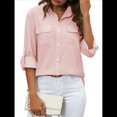 thumbnail image 1 of Camisas de con Botones para Mujer, Blusa de Larga, Informal, para Trabajo o Oficina. Rosa L, 1 of 10
