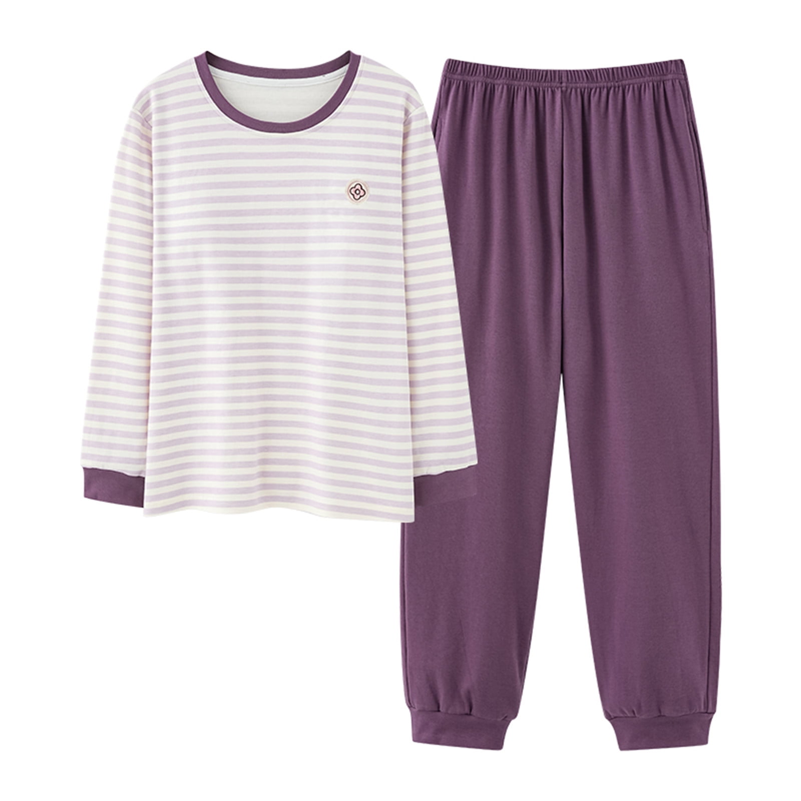 zanvin Womens Pajama Sets Pajamas for Women Cute Sheep Print Crewneck Long Sleeve Top with Chest Pad and Pants Pj Sets Girlfriend Gifts Purple L