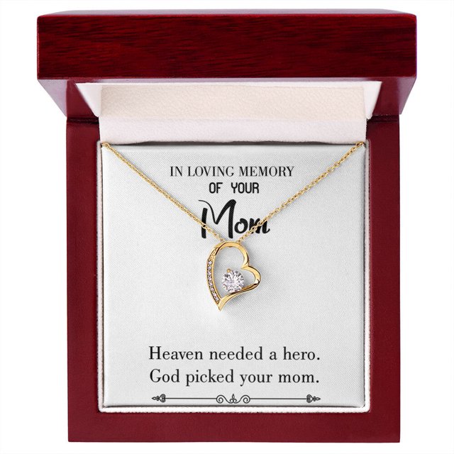 To Mom Remembrance Message God Picked Mom White Forever Necklace w Message Card