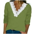thumbnail image 1 of Timegard Hauts pour Femmes à Manches Longues en Dentelle à Col en V T-Shirts d'Automne Confortables Chic Décontracté Hauts Amples Blouse, 1 of 6