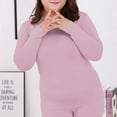 thumbnail image 4 of IQPE Plus Size Thermal Underwear for Women Fleece Lined Base Layer Set Extended Sizes Lightweight Brushed Top and Bottom Navy XXXXXL, 4 of 6