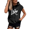 thumbnail image 2 of Workout Tank Tops Woman Women's Plus Size Graphic Hooded Sleeveless Blouse Cami Tops for Women Black L, 2 of 4