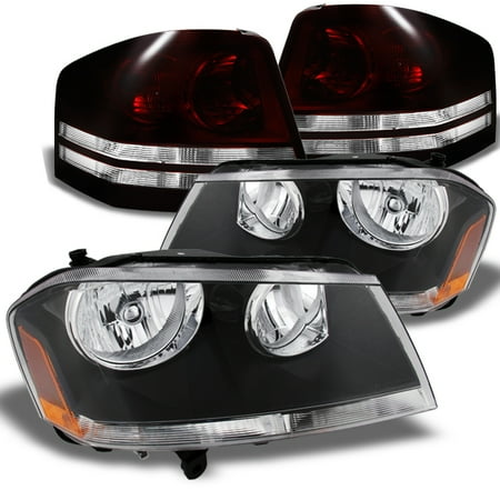 2000 Dodge Avenger Replacement - Fit 08-10 Dodge Avenger Black Headlights + Dark Red Tail Lights Replacement