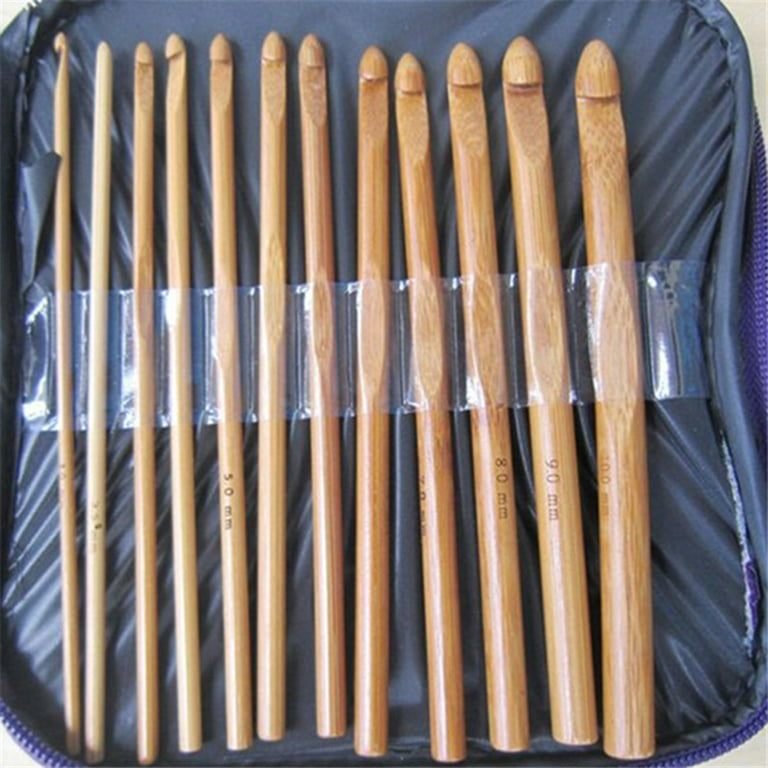 20PCS KNITTING CROCHET with Case Bamboo Crocheting Needles Home