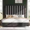 thumbnail image 4 of Merluxy King Bed Frame with 58" Tall Headboard,Silver Plating Trim,Velvet Upholstered,Black, 4 of 8
