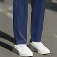 thumbnail image 5 of Swuxness Men's Formal Khaki Pants Fashion Thin Loose Stretch Long Dress Pants Straight Leg Casual Sports Trousers with Pockets Navy, M, 5 of 5