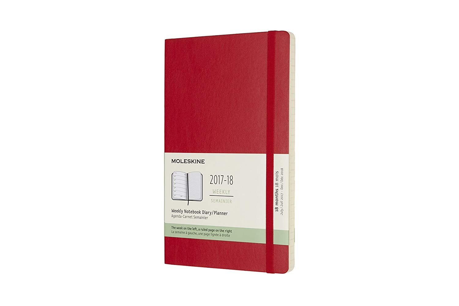 Large Moleskine 18 Month 2020-2021 Weekly Planner Red Soft Cover 5" x 8.25"