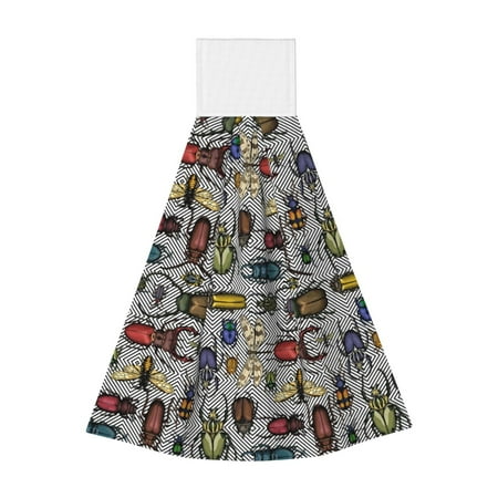 

Zufioo Bright Insects Print Coral Fleece Velcro Hand Towel Hangable Absorbent Hand Towel Suitable for Kitchen Bathroom Household Items