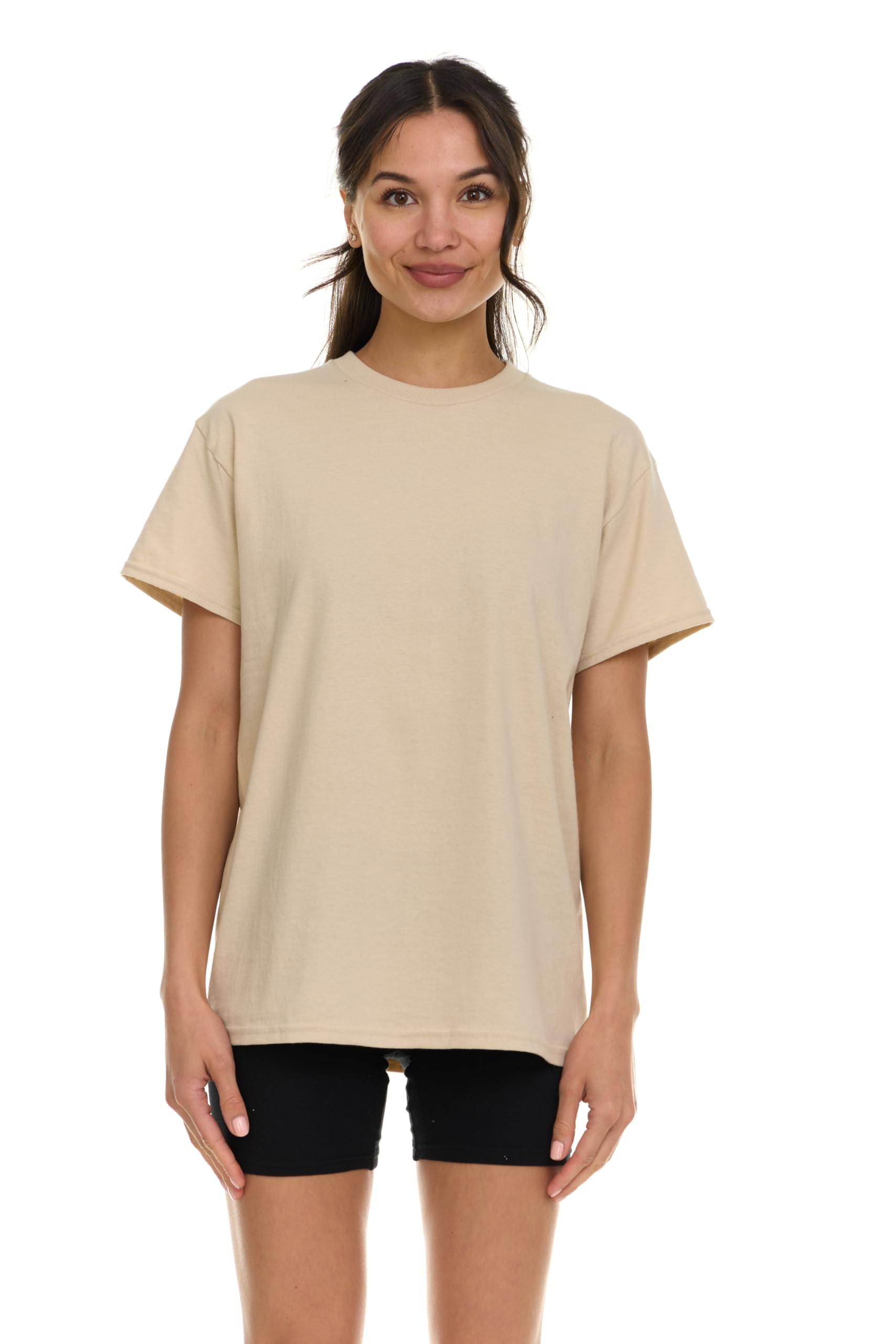 BILLIONHATS 24 Pack Womens Oversized Cotton T-Shirts, Crew Neck Short Sleeve Baggy Loose Tops Oversize Tees Color Assorted, Size Large