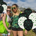 thumbnail image 4 of PMU Balloons PartyTex 11in Premium White and Black with All-Over Print Green Leaves Pack of 12, 4 of 7